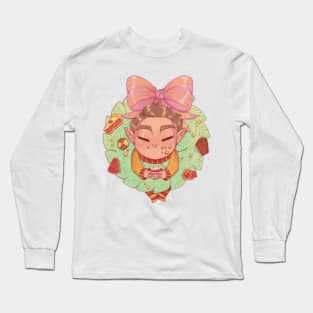 Dorian food coma Christmas wreath Long Sleeve T-Shirt